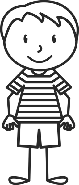 Messy Hair Boy With Striped Shirt Stamp - Stick Figure With Dress (256x599)