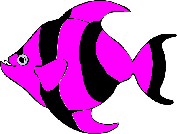 Pink Striped Fish Clip Art At Clker - Clipart Purple Fish (600x455)