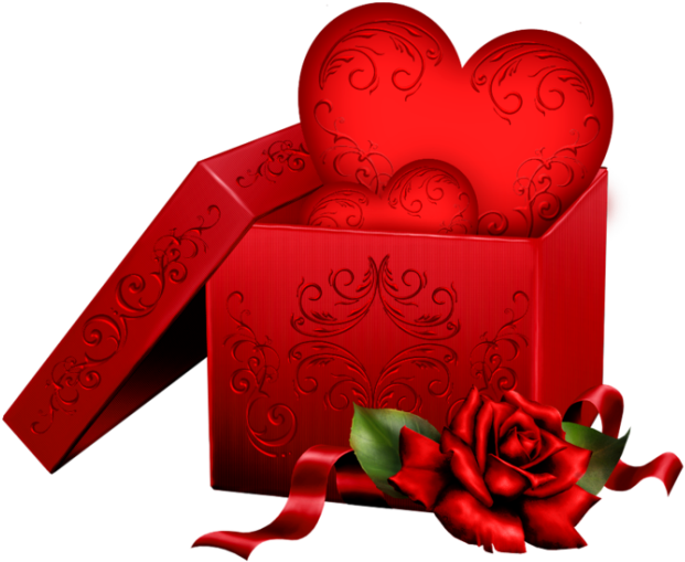 Heart With Gift Box - Valentines Day Roses Png (650x554)