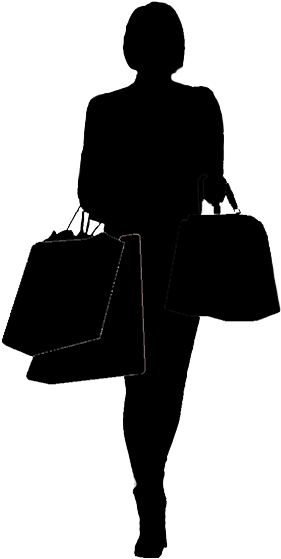 Silhouette Of Woman Shopping - Shopping Woman Silhouette Png (309x583)