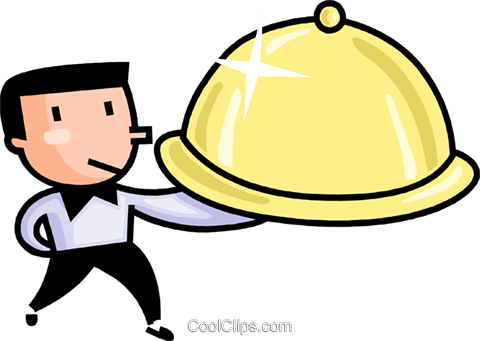 Waiter Serving Food Royalty Free Vector Clip Art Illustration - Waitress Serving Food Clipart (480x341)