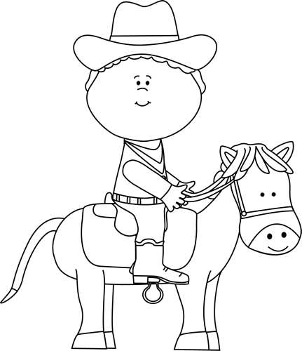 Black And White Cowboy On A Horse - Stallion (431x500)