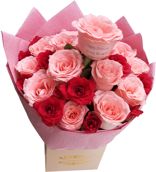 Color Love 15 Pink Rose And 15 Red - Pink Rose Product Png (600x600)