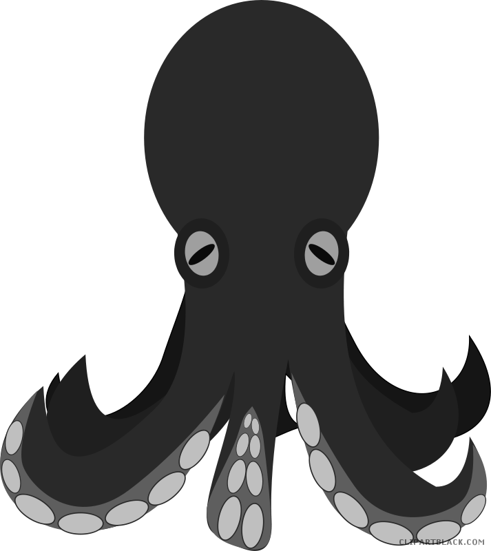 Grayscale Octopus Animal Free Black White Clipart Images - Custom Purple Octopus Shower Curtain (713x800)