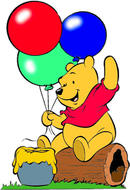 Birthday Clipart Pooh Winnie - Winnie The Pooh With Balloons (306x397)