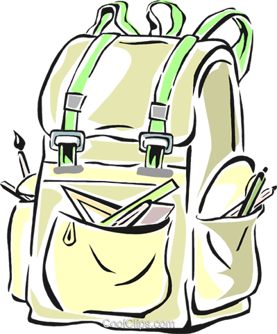 School Bag Filled With Supplies Royalty Free Vector - Clip Art (399x480)