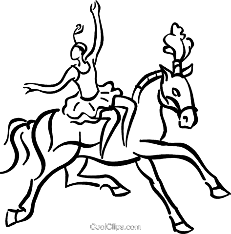 Woman On A Horse, Circus Act Royalty Free Vector Clip - Line Art (540x540)