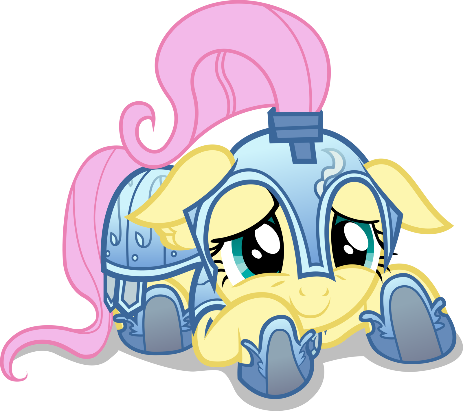 Fanmade Cowering Knight Fluttershy By Dharthez - My Little Pony Knight (1600x1419)
