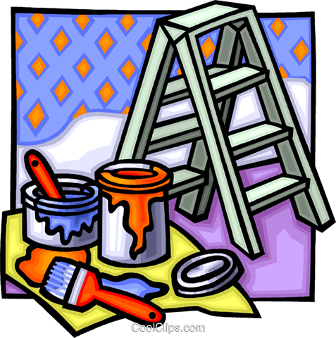 Painting Equipment Royalty Free Vector Clip Art Illustration - House Painter And Decorator (477x480)