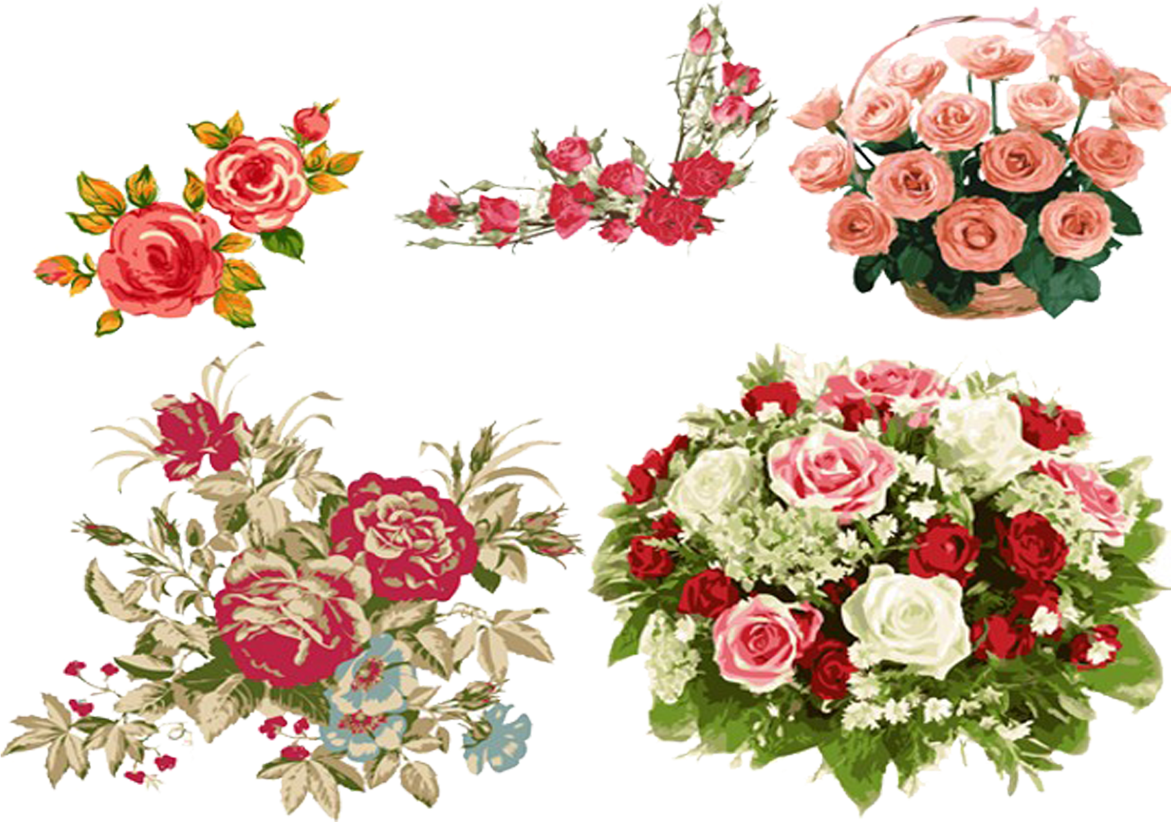 Beach Rose Flower Bouquet Drawing - Beach Rose Flower Bouquet Drawing (2362x2362)