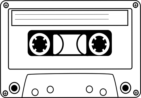 Cassette Tape Audio Music Sound Vintage Pl - Cassette Tape Silhouette (489x340)