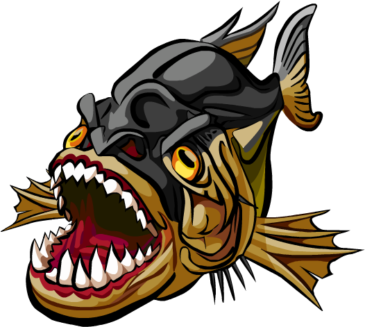 A Few Of Many Vector Bosses, Minions, Trophies And - Monster Fish Clip Art (604x589)