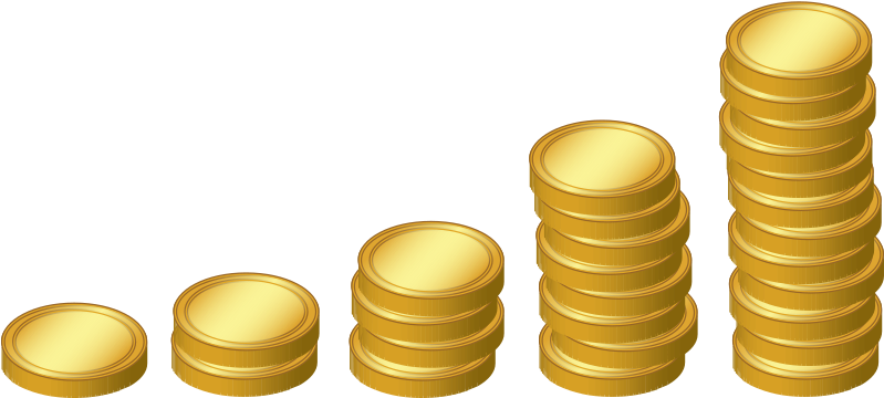 Gold Coin Clip Art - Stacks Of Coins Clip Art (800x369)