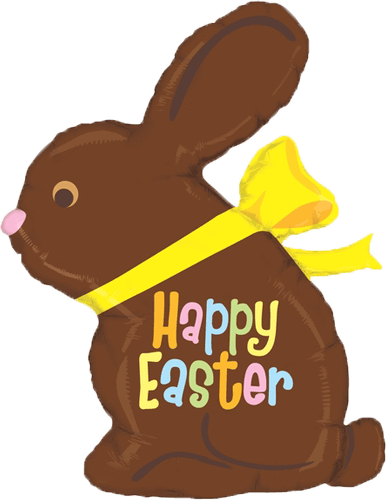 Chocolate Easter Eggs Decorated Stock Illustration - 39" Happy Easter Chocolate Bunny - Mylar Balloons Foil (386x500)