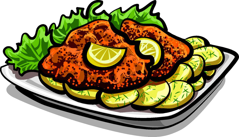 Wiener Schnitzel Chicken Kiev French Fries Clip Art - Schnitzel Vector (1000x576)