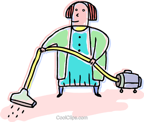 Woman Vacuuming Her Carpets Royalty Free Vector Clip - Chores At Home (480x407)