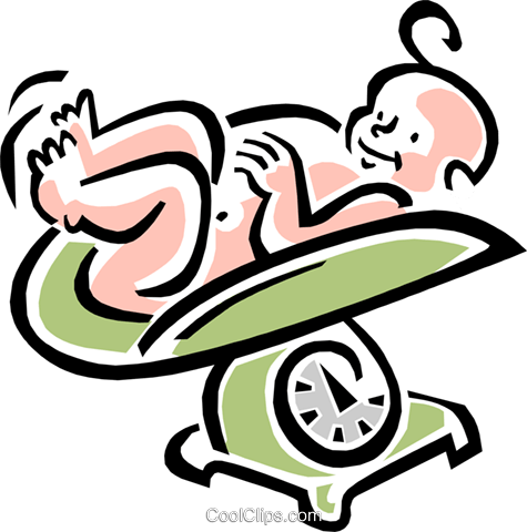 Baby Weight Clipart On A Scale Royalty Free Vector - Baby Health Clipart (475x480)