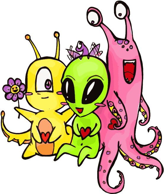 Alien Clipart Valentine - Cute Aliens (565x670)