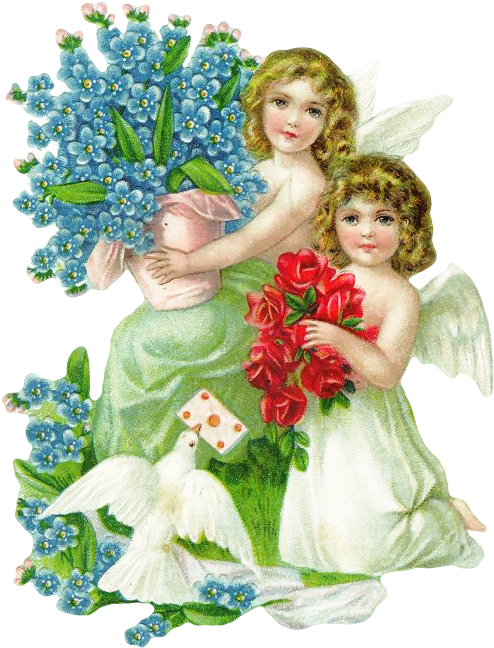 Ephemera - Angel And Flowers Png Transparent (494x648)