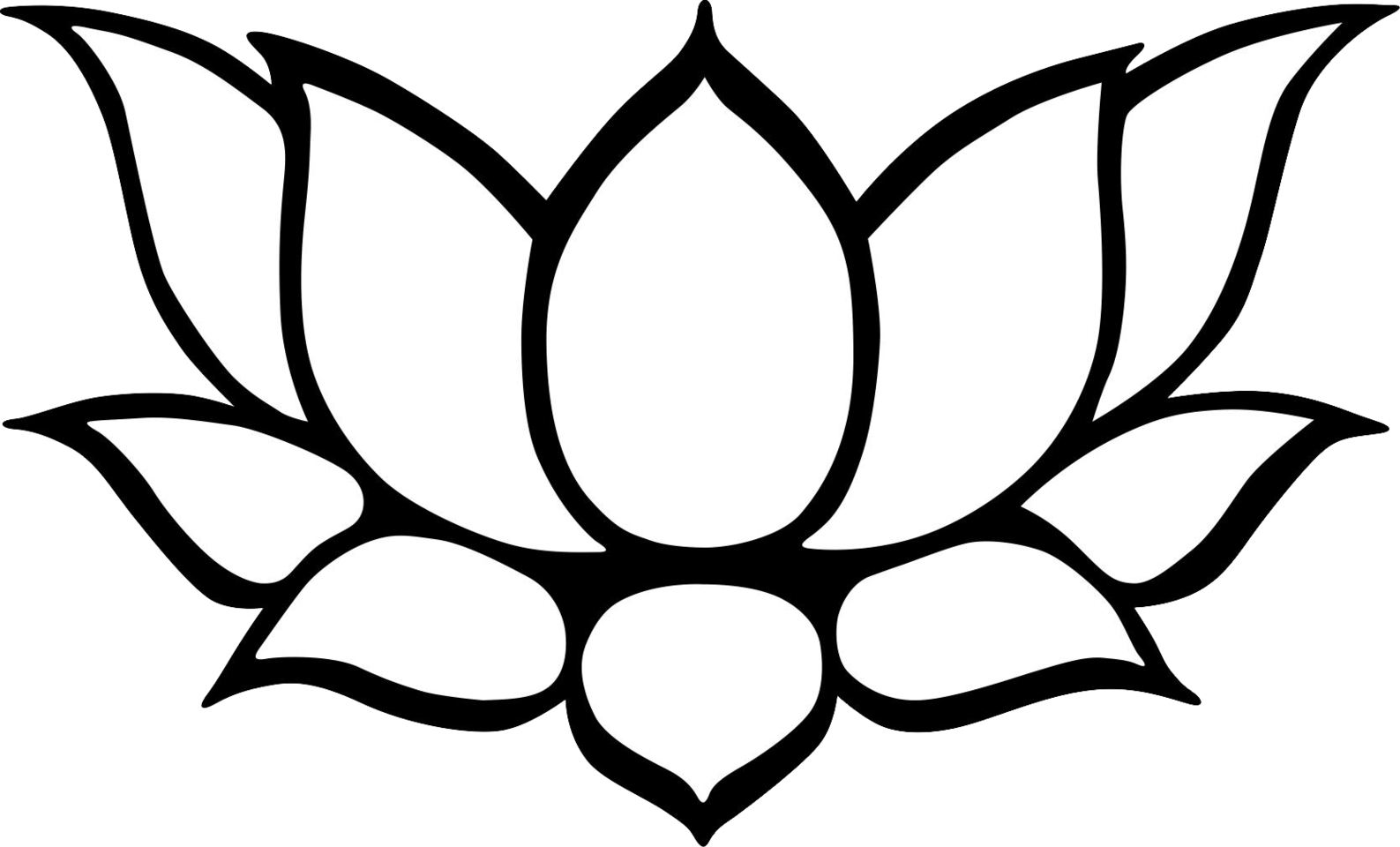 Flower Drawing Clip Art Medium Size - Lotus Flower Simple Drawing (1587x960)