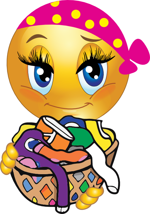 Washing Girl Smiley Emoticon Clipart - Laundry Emoji (512x731)