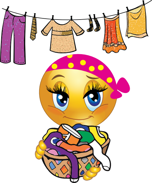 Washing Girl Smiley Emoticons Clipart - Emoticon Lavando (512x618)