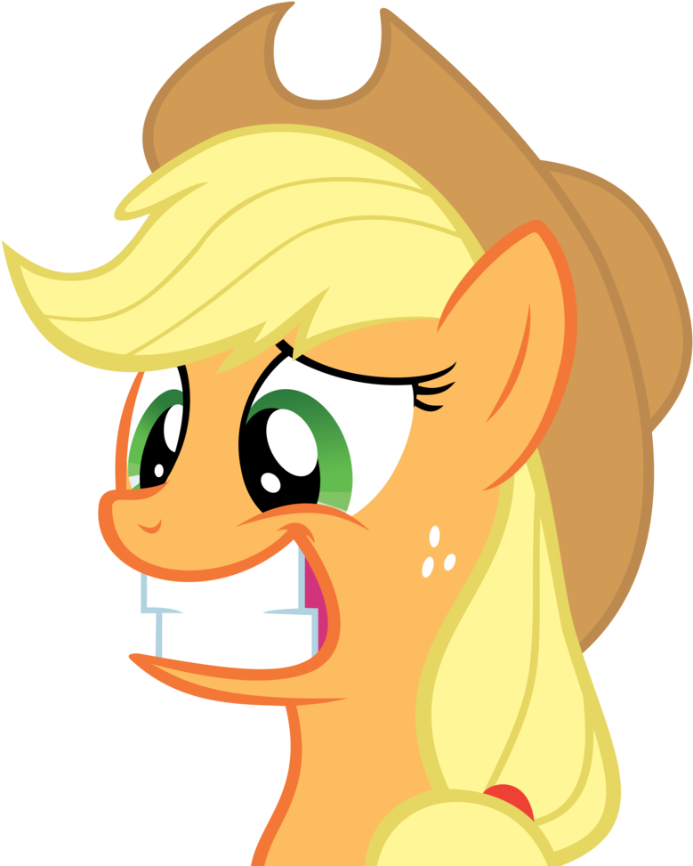 Apple Jack Awkward Smile By Bronyvectors - Awkward Smile Cartoon (819x975)