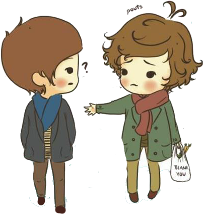 Chibi Harry And Louis - Larry One Direction Caricatura (444x480)