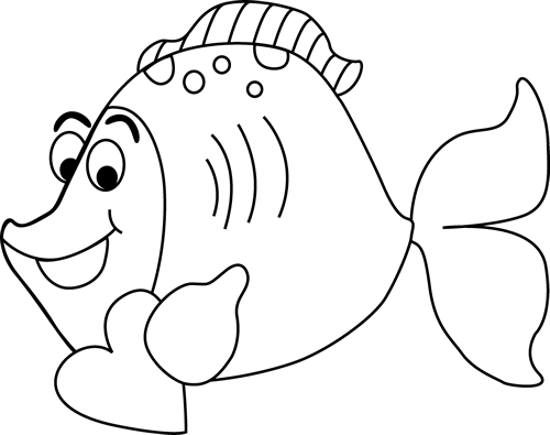 Valentine's Day Clipart Fish - Fish Blck And White (500x395)