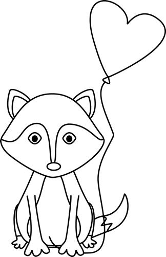 Valentine's Day Clipart Fox - Clipart Of Cute Fox Black And White (324x500)