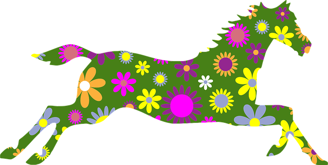 Retro Floral Flowers Decorative Ornamental - Horse Flowers Png (675x340)