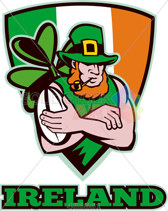 Stock Illustration Of Old Fashioned Cartoon Illustration - Ireland National Rugby Union Team (340x426)