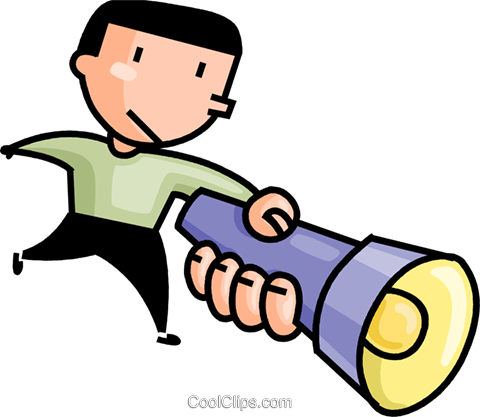Clipart Of A Happy Sporty Red Haired White Boy Bearing - Flashlight Clip Art (480x417)