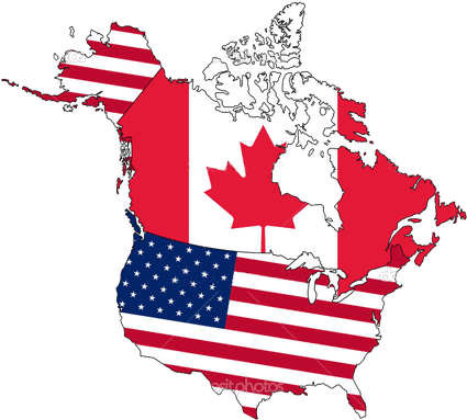 Some Tips To Help You Move To A Snowy Climate In Canada - Usa And Canada Map With Flag (580x386)