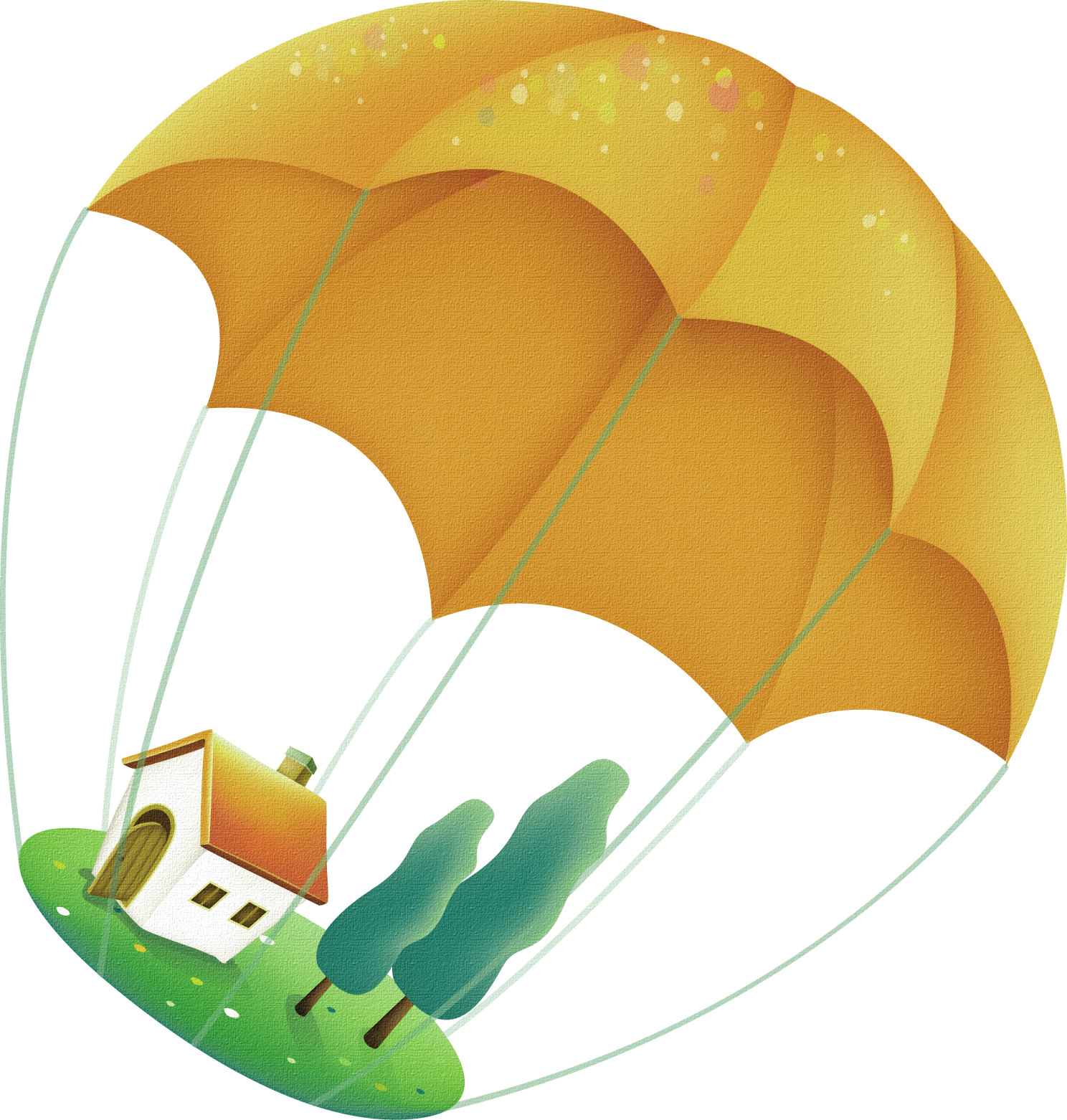 Yellow Cartoon Parachute House Decoration Pattern - Cartoon (1488x1562)