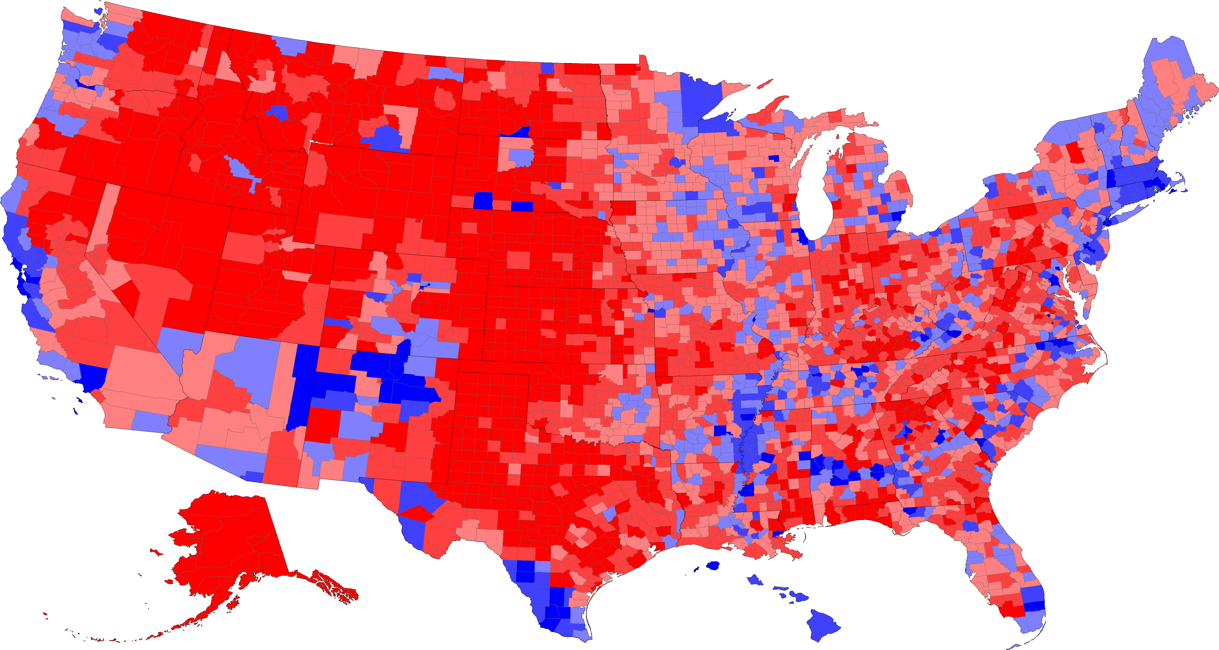 Countybycounty Results 2000 Us Presidential Election - Us Presidential Election Results By County (4950x2640)
