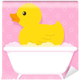 Yellow Duck In Bathtub With Bubbles Wall Mural • Pixers® - Duck (400x400)