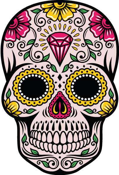 Day Of The Dead History - Day Of The Dead Skull (400x590)