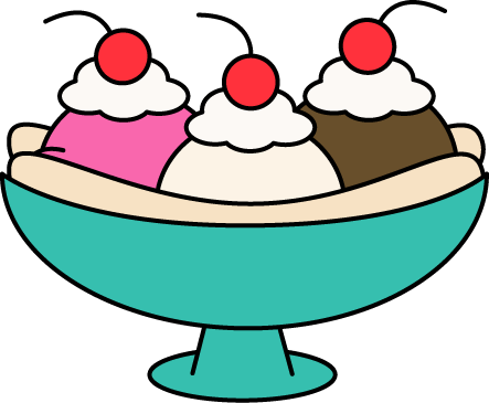 Banana Split Ice Cream Clip Art - Banana Split Clipart (443x365)