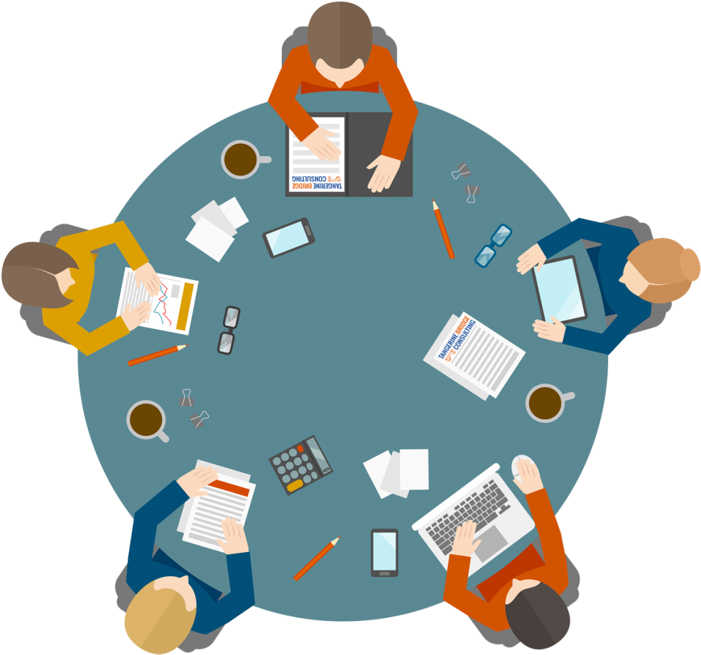 The Team At Tangerine Bridge Have - Round Table Meeting Png (1024x986)
