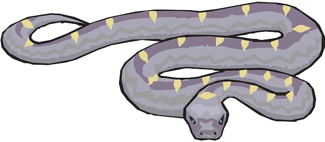 Curled Snake, Yellow, Purple, Reptile, Slithering, - Slithering Snake Clipart (640x320)