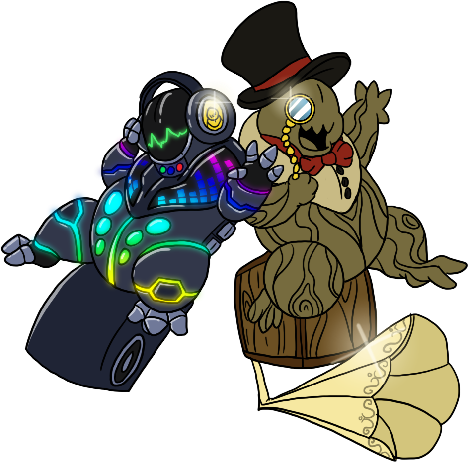 Dj And Vintage Music Gungies By Rile-reptile - Cartoon (985x1101)