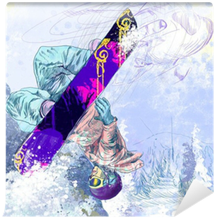 Snowboarder Wall Mural • Pixers® • We Live To Change - Drawing (400x400)