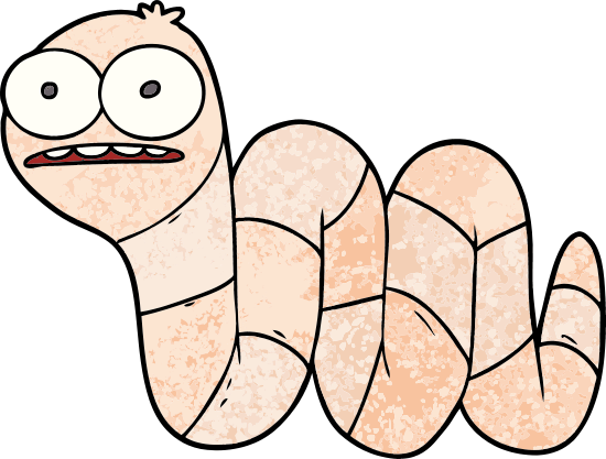 Cartoon Nervous Worm - Clip Art (550x417)