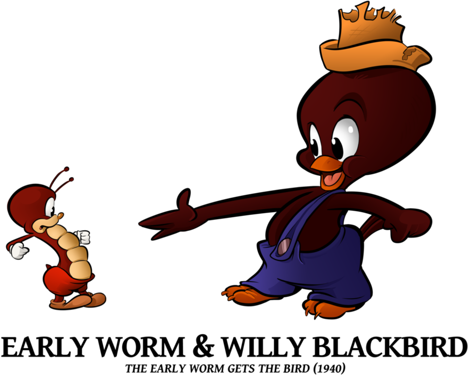 The Early Worm N Willy Blackbird By Boscoloandrea - Early Worm Gets The Bird (995x803)