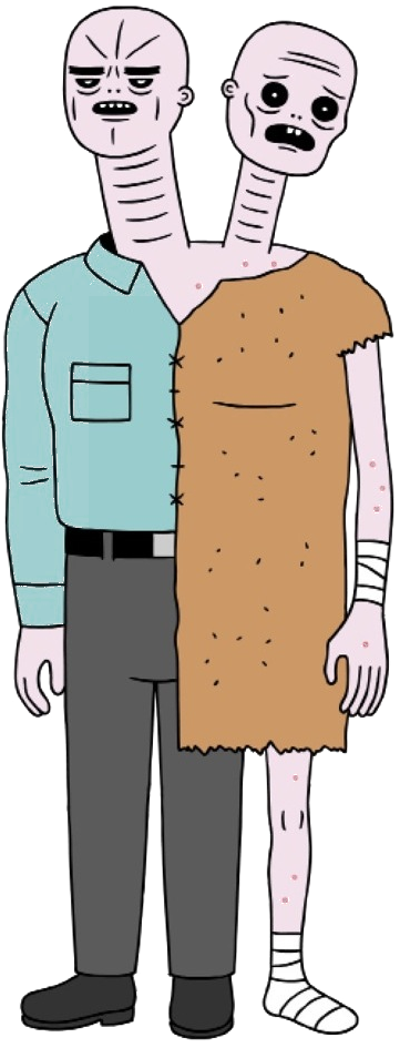 Two-headed Worm Creature Tim - Ugly Americans Worm (420x970)