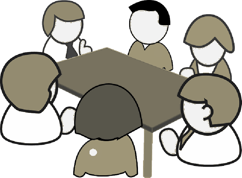 Meeting, Conference, People, Table, Scientists - Principal Meeting With Teacher Clipart (800x588)