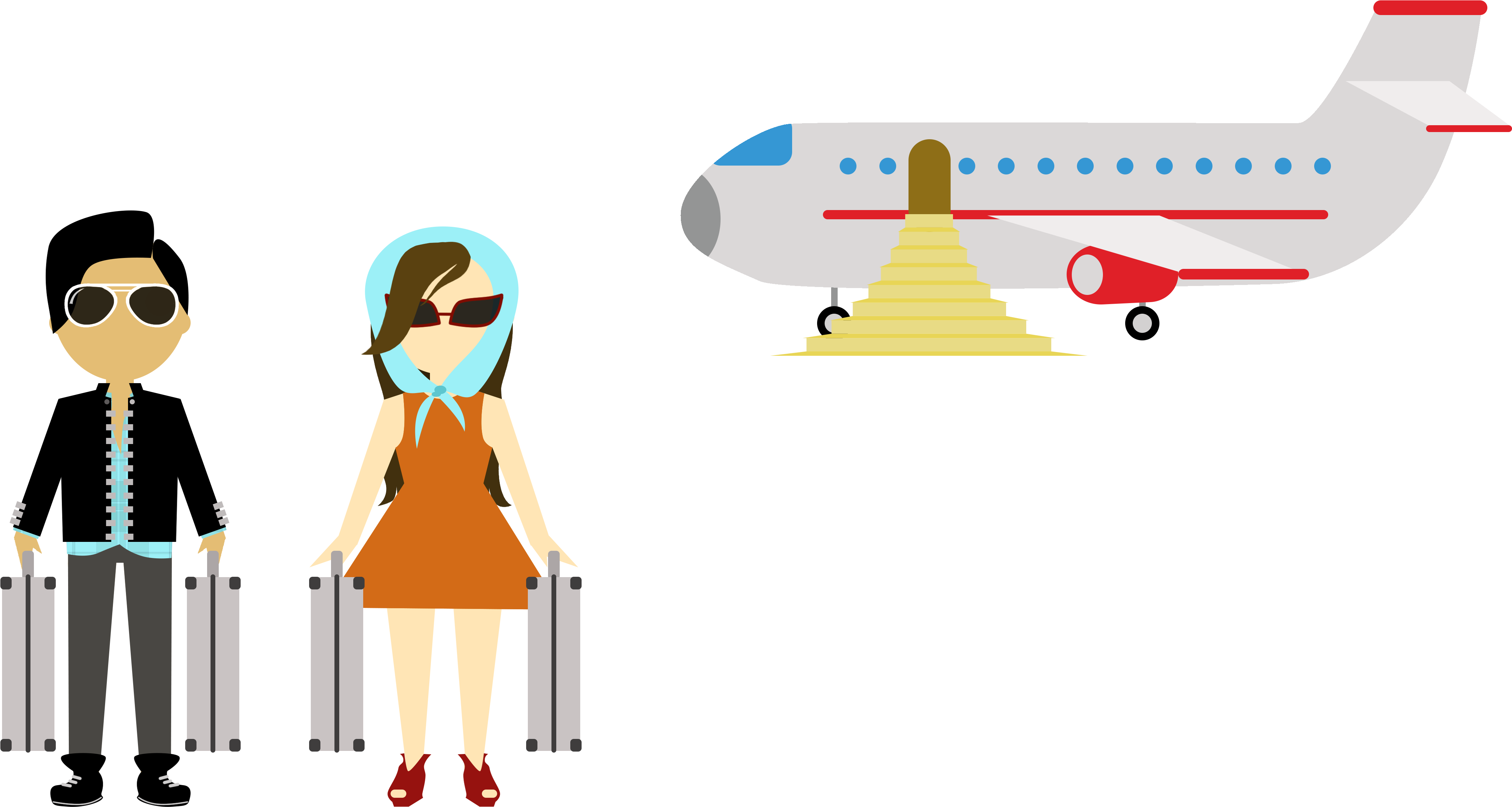 Joyce Wayne Traveling By Plane - Illustration (5400x2700)