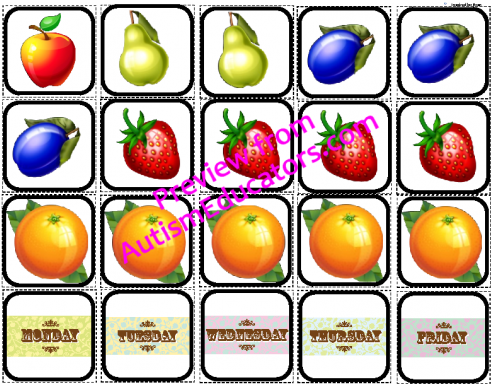 "hungry Caterpillar" Match, Sort, & Sequence For Autism - Name Of Fruits (500x500)