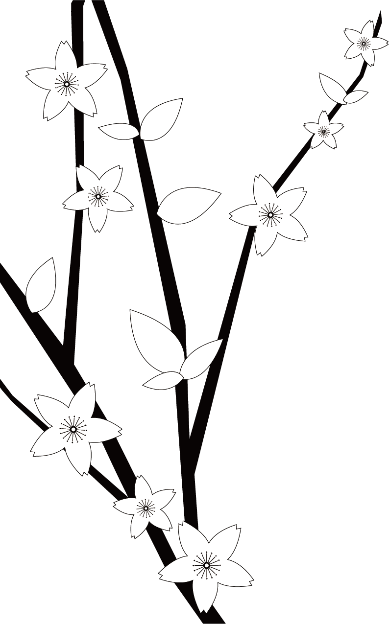 Plum Blossom Snow - Line Art (794x1275)
